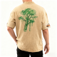 Beige Tree Print & Car Embroidery Oversized T-Shirt