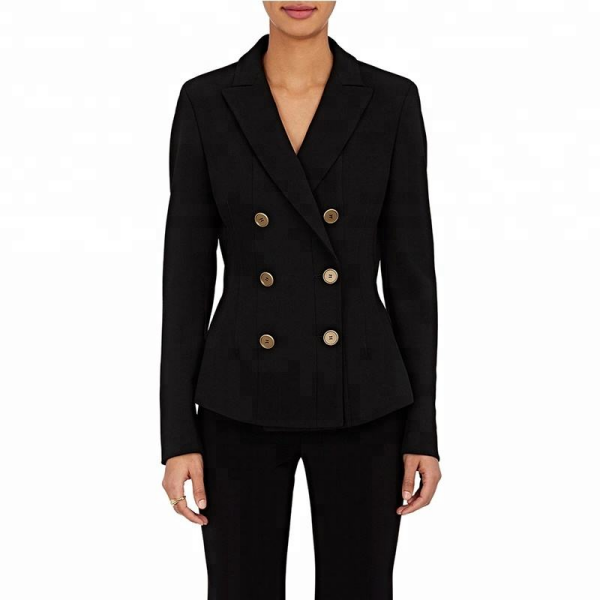 Black Double-Breasted Tailored Blazer
