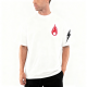 White Flame & Lightning Graphic Oversized T-Shirt