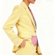 Yellow Corduroy Pearl Heart Denim-Panel Blazer