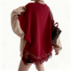 Burgundy and Beige Color Block Fringe Embroidery Sweatshirt